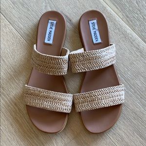 steve madden dual woven slide sandal